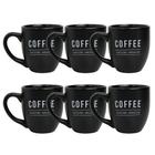 6 Unidades De Caneca 300ml Para Café Chá Suco Manhattan Preto Porcelana - Hauskraft