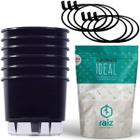 6 Vasos Raiz Preto N2 com Suporte Parede e Substrato Adubo
