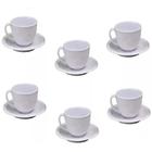 6 Xícara Caneca com Pires Branco Kit em Melamina 200ml