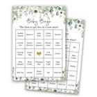 60 Cartões de Bingo de Chá de Bebê Pré-Preenchidos (Folhagem de Eucalipto)