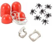 60 Mini Brinquedo Halloween Aranha Dentadura Nariz Sacolinha