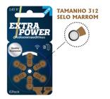 60 Pilhas/Baterias Extra Power para Aparelho Auditivo - tamanho 312 - SELO MARROM