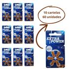 60 Pilhas / Baterias para Aparelho Auditivo - Extra Power - tamanho 312 (selo Marrom)