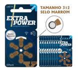 60 Pilhas / Baterias para Aparelho Auditivo - Extra Power - tamanho 312 (selo Marrom)