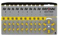 60 Pilhas/Baterias RAYOVAC para Aparelho Auditivo - tamanho 10 - SELO AMARELO
