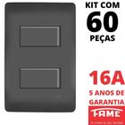 60un Interruptor Paralelo Three Way 2 Teclas 10A Com Placa 4x2 Habitat Black FAME