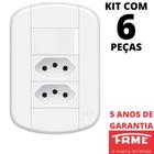 6un Interruptor Simples 16A e Tomada Dupla Padrão 2P+T 10A Com Placa Blanc Mais FAME