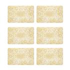 6un jogo americano pvc crochet retangular lugar mesa dourado - YAZI