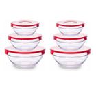 6un Tigela Vidro com tampa 3 tamanhos pote vasilha comida