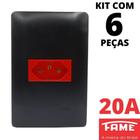 6un Tomada Padrão 2P+T 20A Vermelha Com Placa Habitat Black FAME