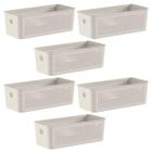 6X Cesto Caixa 3L Organizador Ou Flow Bege 9Cm X 12Cm X 27Cm