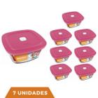 7 Potes Vidro Facilita Vap Quadrado Com Tampa 500ml Marinex