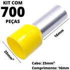 700un Terminal Tubular Ilhós Pré-isolado Simples Para Cabo de 25mm² Metal 16mm Amarelo E25-16