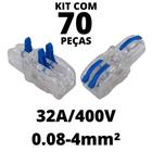 70un Conector Elétrico Emenda Derivação Para Iluminação 3 vias 1 entrada 2 saídas 4mm² 32A/400V Azul