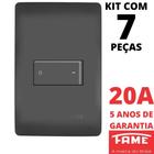 7un Interruptor Bipolar Simples 20A Com Placa Habitat Black FAME