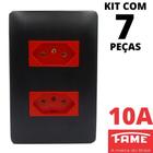 7un Tomada Padrão Dupla 2P+T 10A Vermelha Com Placa Habitat Black FAME