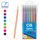 8 Canetas Coloridas Cis Spiro Esferográfica Ponta Fina Agulha 0.7mm NF