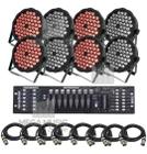 8 Canhao Refletor 64 Rgb 54 Leds Triled 3w + Mesa DMX + Cabos DMX 5M