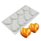 8 Ferramentas de decoração de bolo de silicone de coração de cavidade para assar moldes de trufas de cupcake bakeware formas Decoradores de Sobremesa (Branco) - HTTN