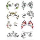 8 Pack Face Temporary Tattoo Waterproof Makeup Stickers stickers on Face Eye Testa Body for Halloween Christmas Stage Masquerade Party