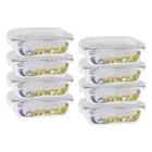 8 Potes de Vidro Retangular Mantimentos 640ml