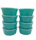 8 Potes Oitavados Com Tampa Marmita Sobremesa 700 Ml Verde