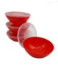 8 Potes Redondo Com Tampa Marmita Sobremesa 600 Ml Vermelho - Dehaus