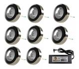 8 Refletor Led Azul 9w Inox Tholz+fonte 12v/10a