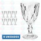 8 Taça Diamante Copo Vidro Transp 300ml