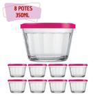 8 Tigelas de Vidro Americano C Tampa Gelatina Papinha 350ml