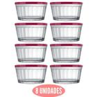 8 Tigelas Redonda 600ml Tampa Coloridas Papinha Vidro Nadir