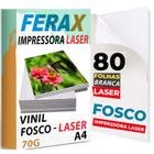 80 Adesivos Vinil Branco FOSCO LASER A4