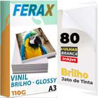 80 Vinil Adesivo Branco Brilho A3 - Impressora Jato De Tinta - Ferax