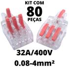 80un Conector Elétrico Emenda Derivação Para Iluminação 4 vias 1 entrada 3 saídas 4mm² 32A/400V Laranja