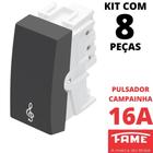 8un Módulo Interruptor Pulsador Campainha 16A Habitat Black FAME