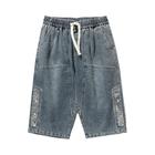 8XL Masculino Verão Jeans Shorts Bezerro Casual Algodão Lavado Cordão Jeans Retos