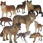 9 PCS Wild Life Jungle Zoo Wolf Figures Figurines Desktop Decoration Party Favors Supplies Cake Toppers Collection Development Toys Tos for 5 6 7 8 Year Old Boys Girls Kid Toddlers