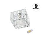 9 Spot Quadrado 7 cm Cristal K9 Embutir AC974 + Led 3W Branco Quente