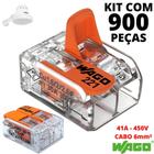 900un Conector Wago 221-612 2 vias 41A/450V Emenda Derivação Ideal para Chuveiro Original