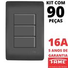 90un Interruptor Paralelo Three Way 3 Teclas 10A Com Placa 4x2 Habitat Black FAME