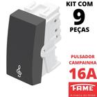 9un Módulo Interruptor Pulsador Campainha 16A Habitat Black FAME