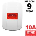 9un Tomada Padrão 2P+T 10A 220V Vermelha Com Placa Blanc Mais FAME