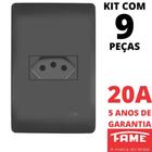 9un Tomada Padrão 2P+T 20A Com Placa Habitat Black FAME