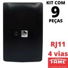 9un Tomada Telefone RJ11 4 Vias Com Placa Habitat Black FAME