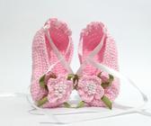 A108 Sapatinho sapatilha de croche para bebe feminino rosa