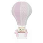 Abajur Balãozinho Cintura Ursa Chevron Rosa Com Branco Quarto Bebê Infantil