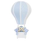 Abajur Balãozinho Cintura Urso Chevron Azul Com Branco Quarto Bebê Infantil