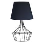 Abajur de mesa aramado balão Preto cúpula algodão