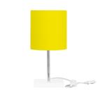 Abajur Eros Cilindrico Amarelo Base Branco Quadrada