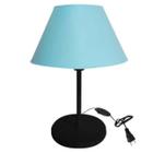 Abajur Infantil Luminária De Mesa Criado Quarto Com Cúpula (Preto/Azul)